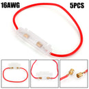 6*30mm Glass Tube Fuse Holder Flip Cover 16AWG Wire Cable Fuses Box Motorcycle