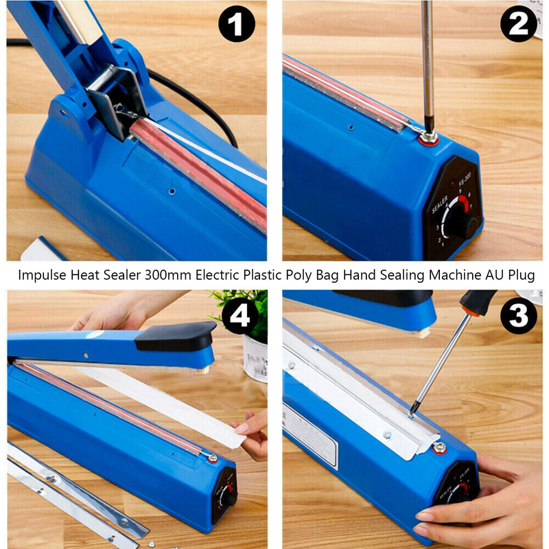 Impulse Heat Sealer 300mm Electric Plastic Poly Bag Hand Sealing Machine AU Plug