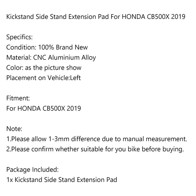 Extension Kickstand Enlarger Plate For HONDA CB500X 2019 Generic
