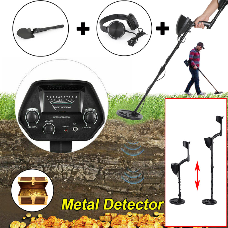 Metal Detector 7.8" Coil Gold Digger Hunter Deep Sensitive Shovel Headphone Kit