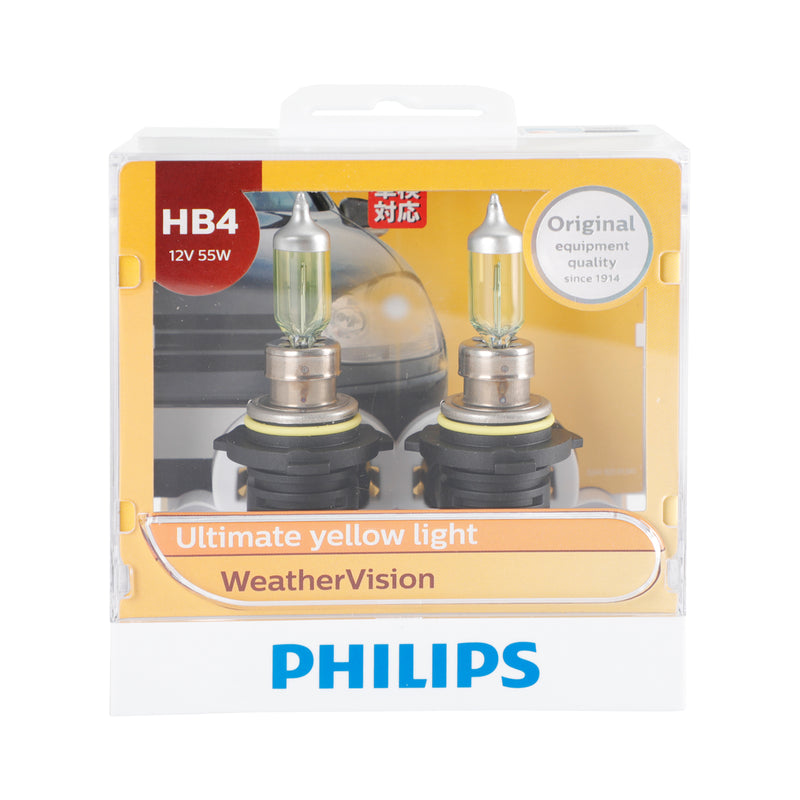 For Philips 9006WV HB4 WeatherVision Ultimate Yellow Light 12V 55W Bulb