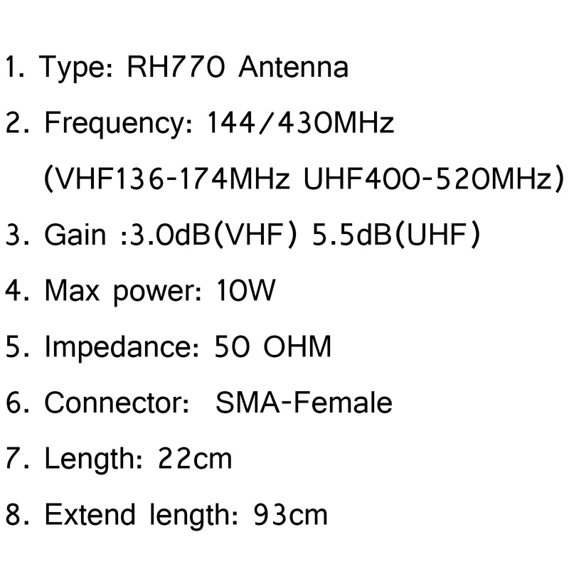 1Pcs RH770 SMA Female Telescopic Dual Band 144/430MHz Antenna For UV-5R Radio