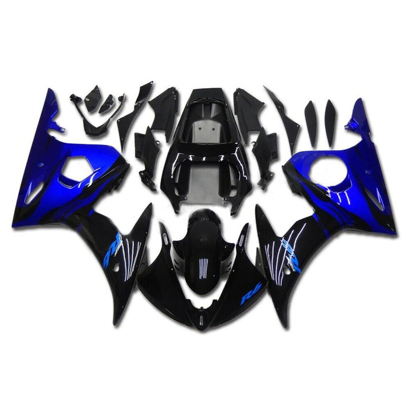Fairing Injection Plastic Kit w/bolt Fit For YAMAHA 2005 YZF R6 Blue Black Generic