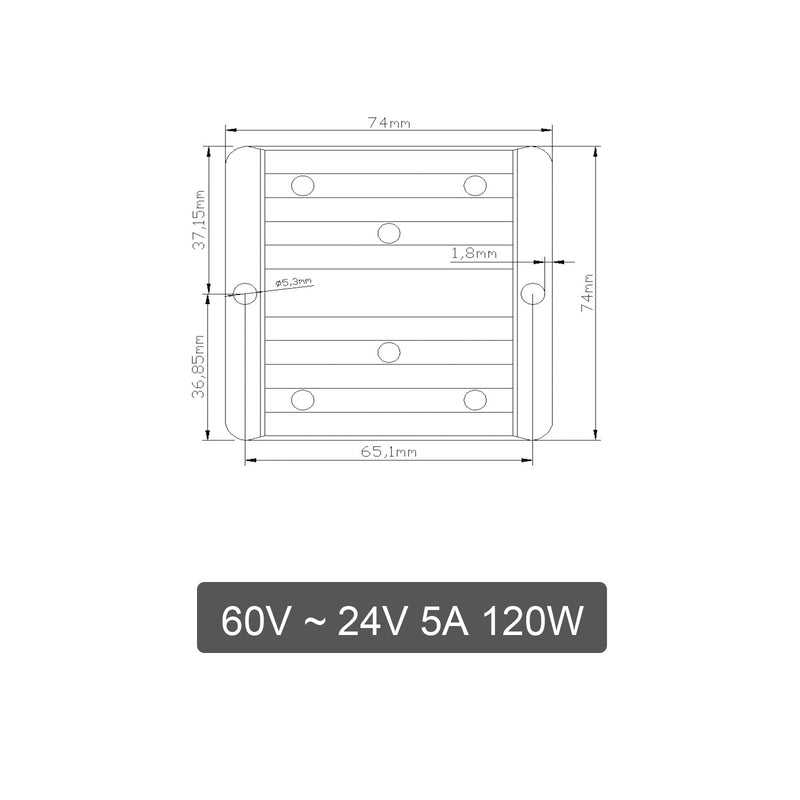 60V to 24V 5A Step Down DC/DC Power Converter Regulator WaterProof