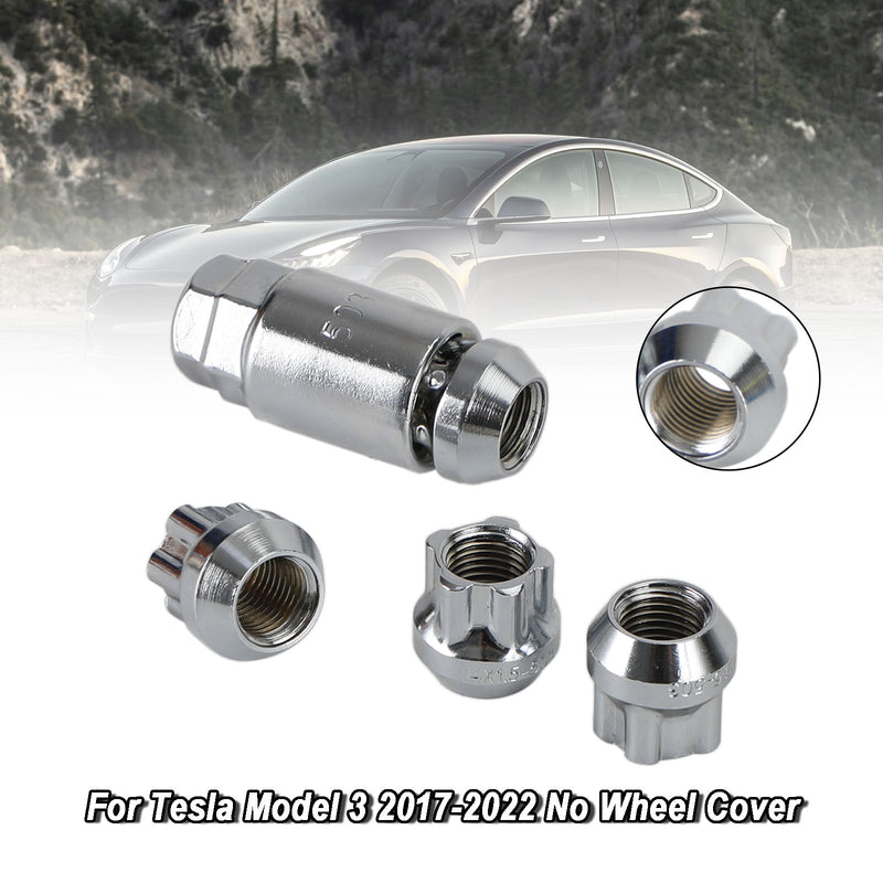 Tesla Model S/3/X/Y All Year Chrome M14脳1.5 4PCS Wheel Lock Lug Nut