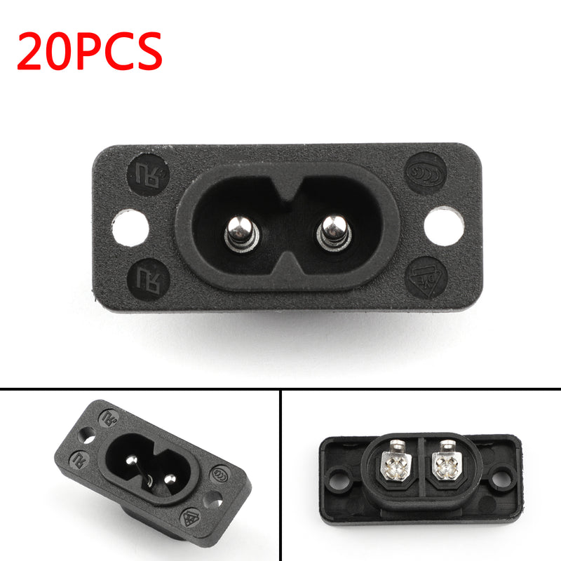 20PCS IEC320 C7 2 Pin FeMale Power Socket With Switch 2.5A 250V For Boat AC-20A