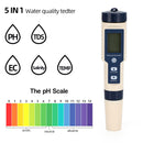 5in1 PH/TDS/EC/Salinity/Temperature Digital Water Quality Tester Meter Test Tool