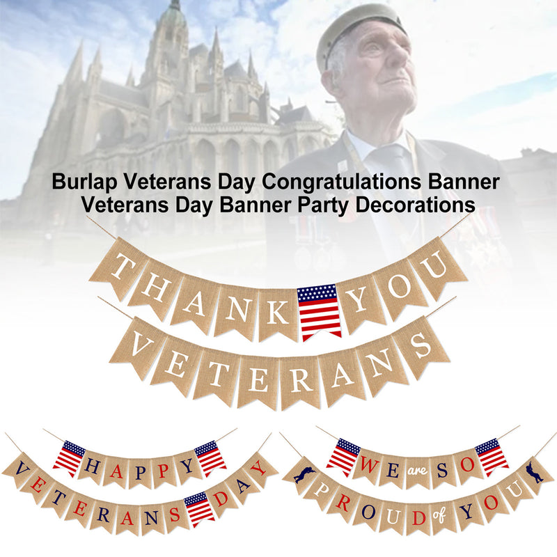 Burlap Veterans Day Congratulations Banner Veterans Day Banner Party Decorations