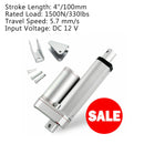 4"/100mm Heavy Duty Linear Actuator Snow Blower 12V Stroke 1500N Max Lift