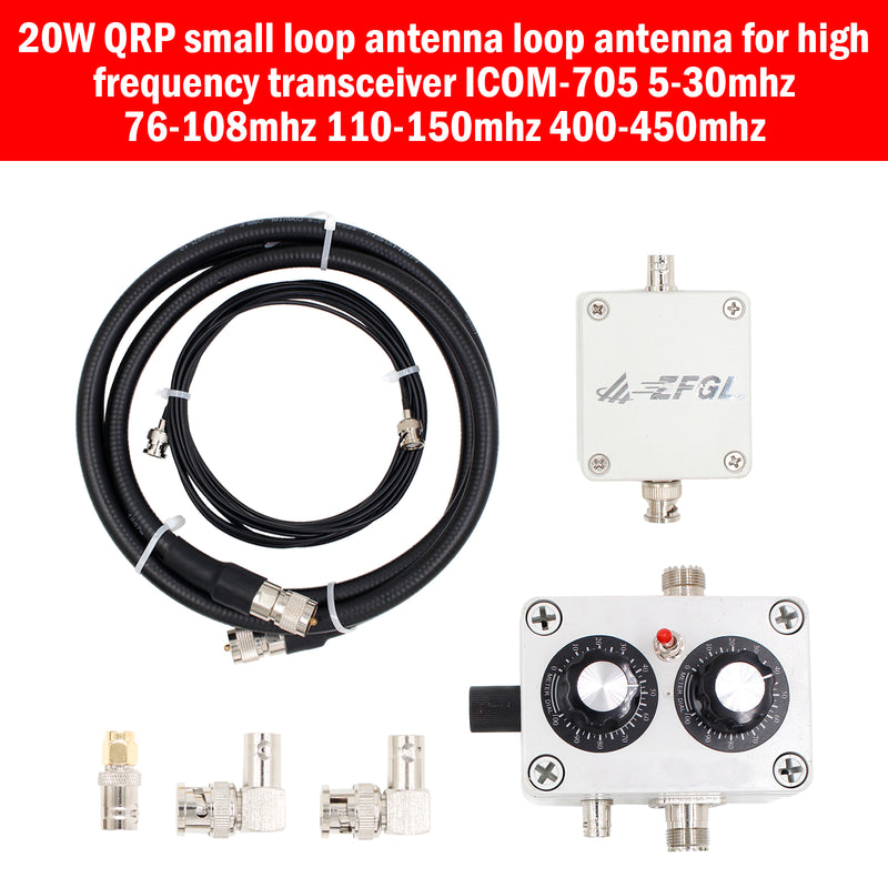 20W QRP Loop Antenna for HF Transceivers ICOM-705 5-30MHz 76-108MHz 110-150MHz Fedex Express