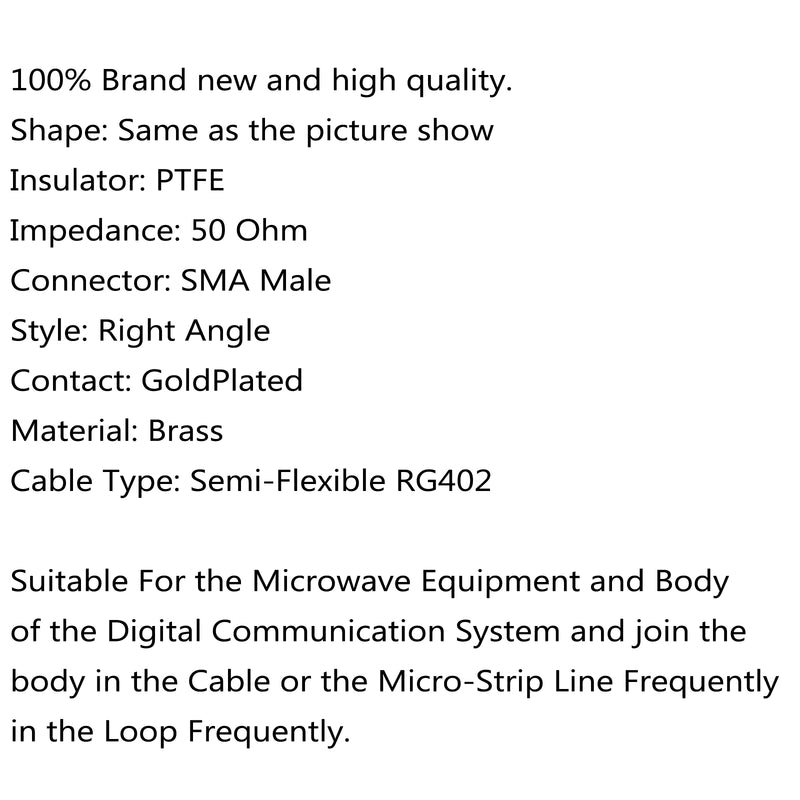 10x SMA Male Right Angle RF Coaxial Conector Plug For RG402 Semi-Flexible Cable