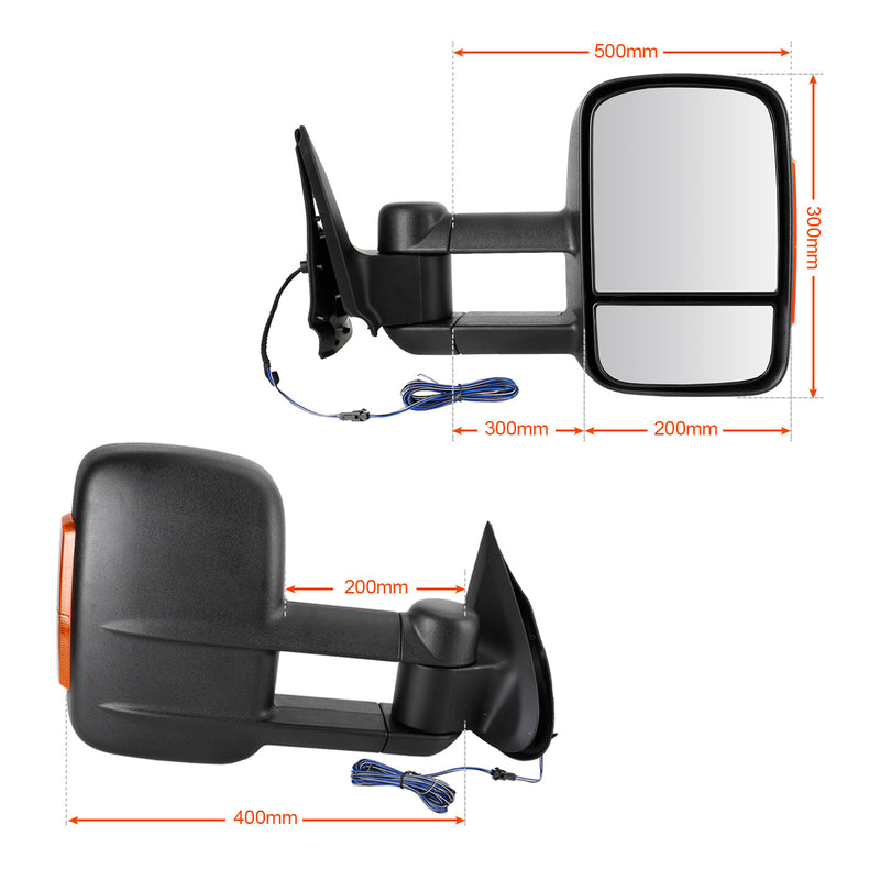 Mitsubishi Ttiton 2015+ Pair of Manual Black Extendable Towing Mirrors