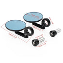 Aluminum Handlebar End Mirror 7/8"-1" Black Short Arm BAR End 3" Round Mirrors Generic