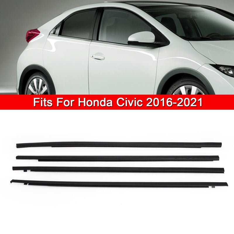 Weatherstrip Window Moulding Trim Seal Belt 4Pcs For Honda Civic Sedan 2016-2021 Generic