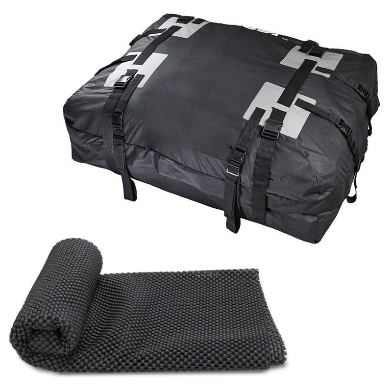 Waterproof Car Roof Top Rack Carrier Cargo Bag Luggage Cube Bag w/ Non-Slip Mat