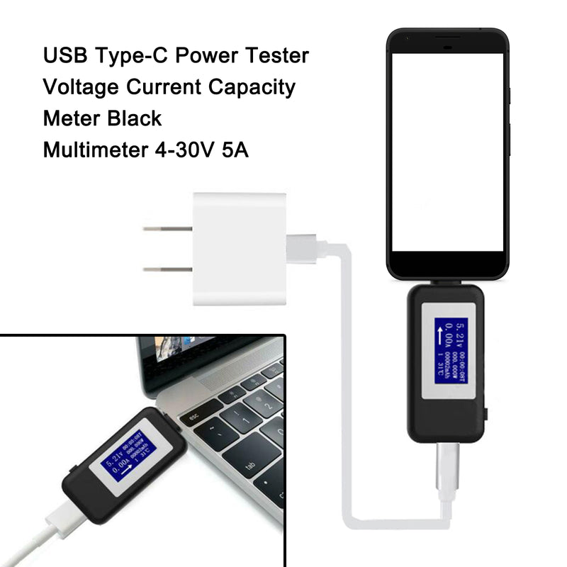 USB Tester Type C LCD Current Voltage Charger Capacity Monitor Power Time Meter