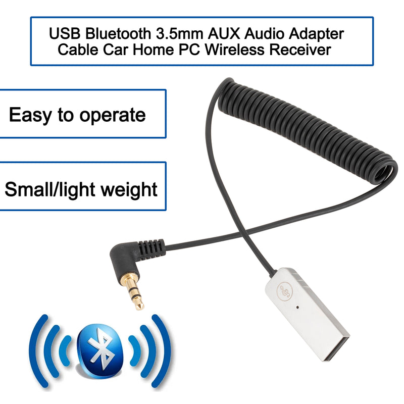 USB Bluetooth 3.5mm Jack AUX Audio Adapter Cable Car Home PC Wireless Receiver