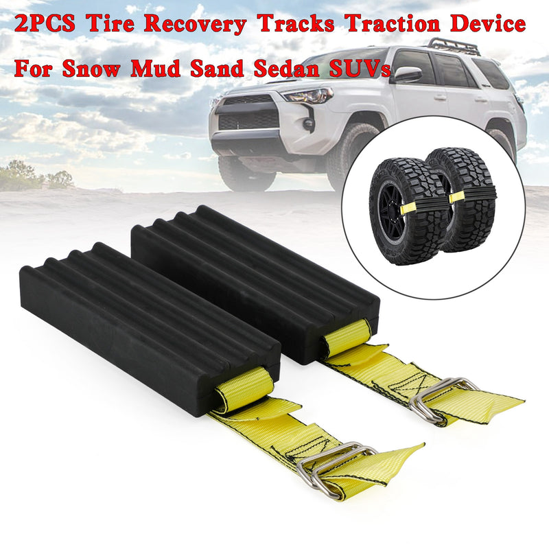 2PCS Tire Recovery Tracks Traction Chain For Snow Mud Sand Sedan SUVs Generic
