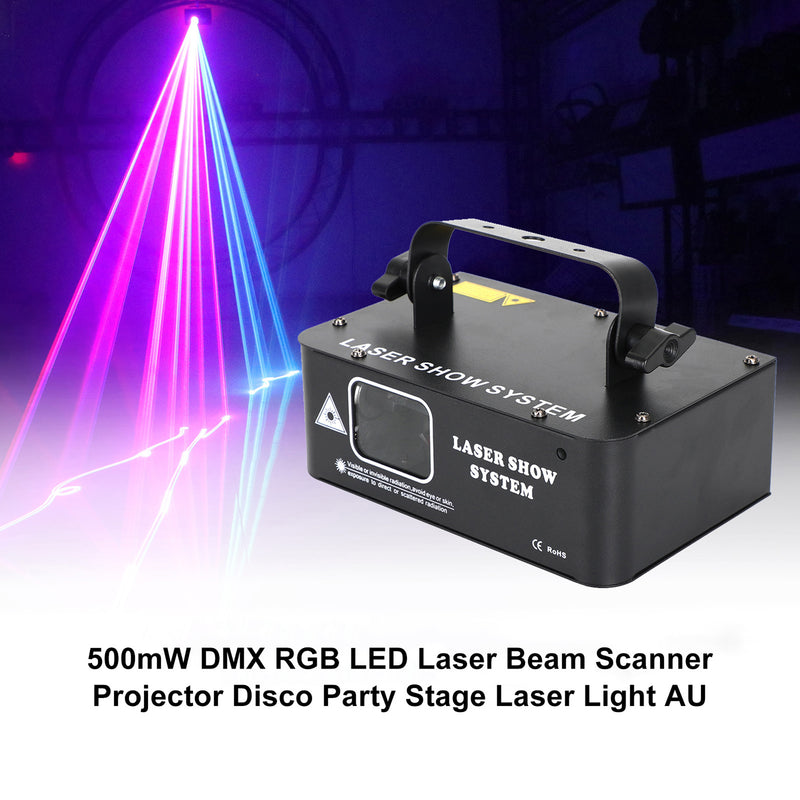 500mW DMX RGB LED Laser Beam Scanner Projector Disco Party Stage Laser Light AU