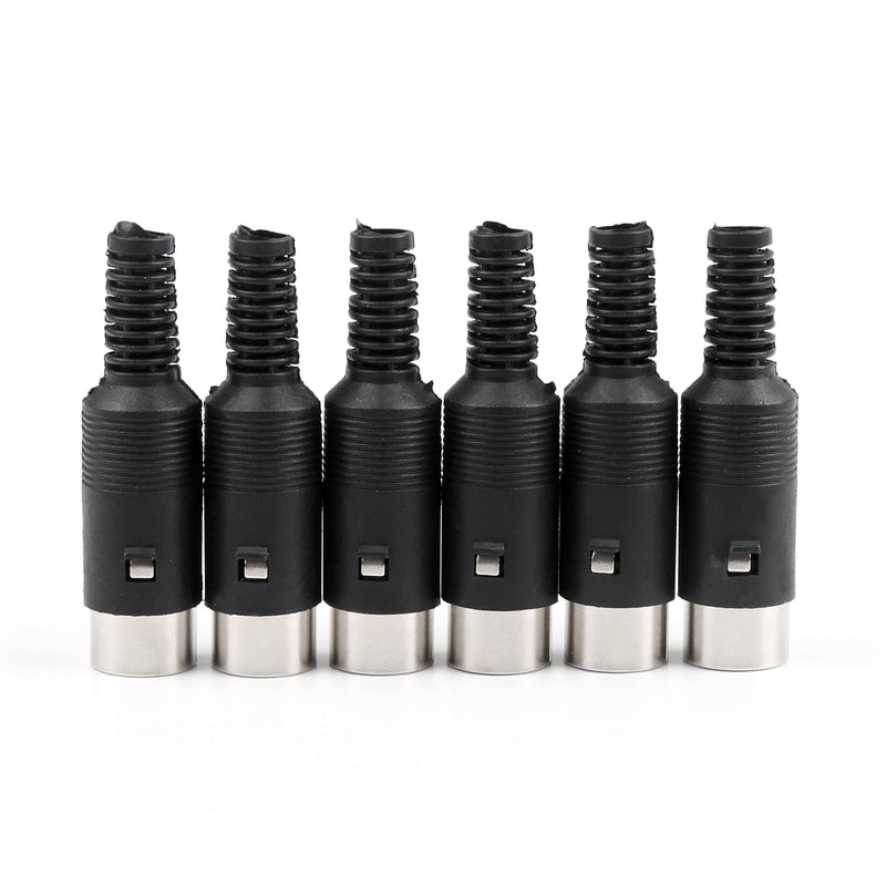 6 Pcs 8 Pin Din Plug Connector With Black Plastic Handle Male