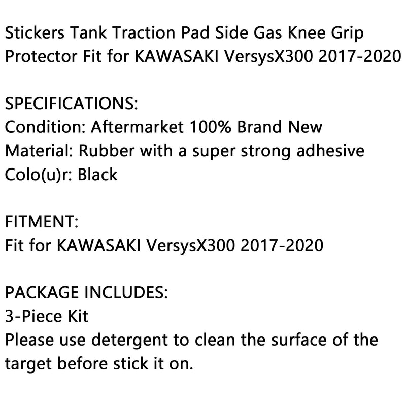 Three Tank Protector Side Tankpad Fit For Kawasaki Versysx300 2017-2020 Rubber Generic