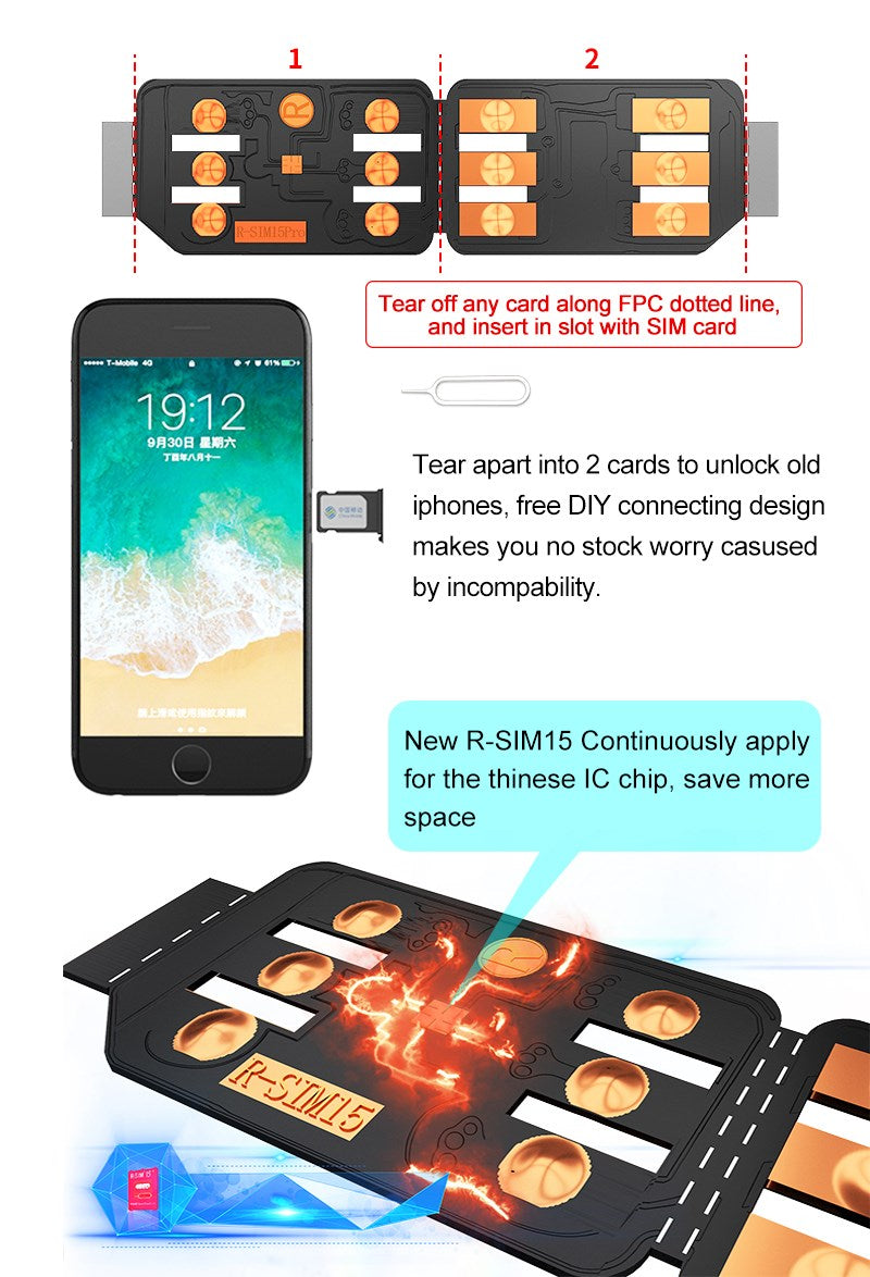 Upgrade RSIM-15 Nano Unlock Card for iPhone 13 Pro X XS Max 8 iOS 14.7