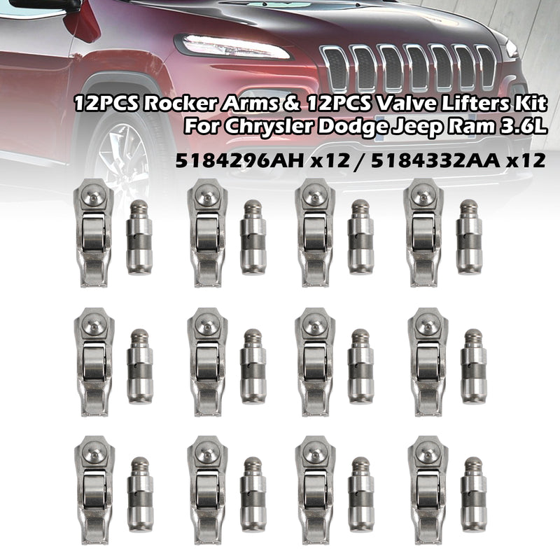 2011-2020 Dodge Challenger Charger 3.6L engines 12PCS Rocker Arms & 12PCS Valve Lifters Kit