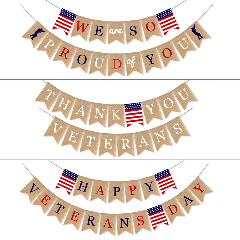 Burlap Veterans Day Congratulations Banner Veterans Day Banner Party Decorations