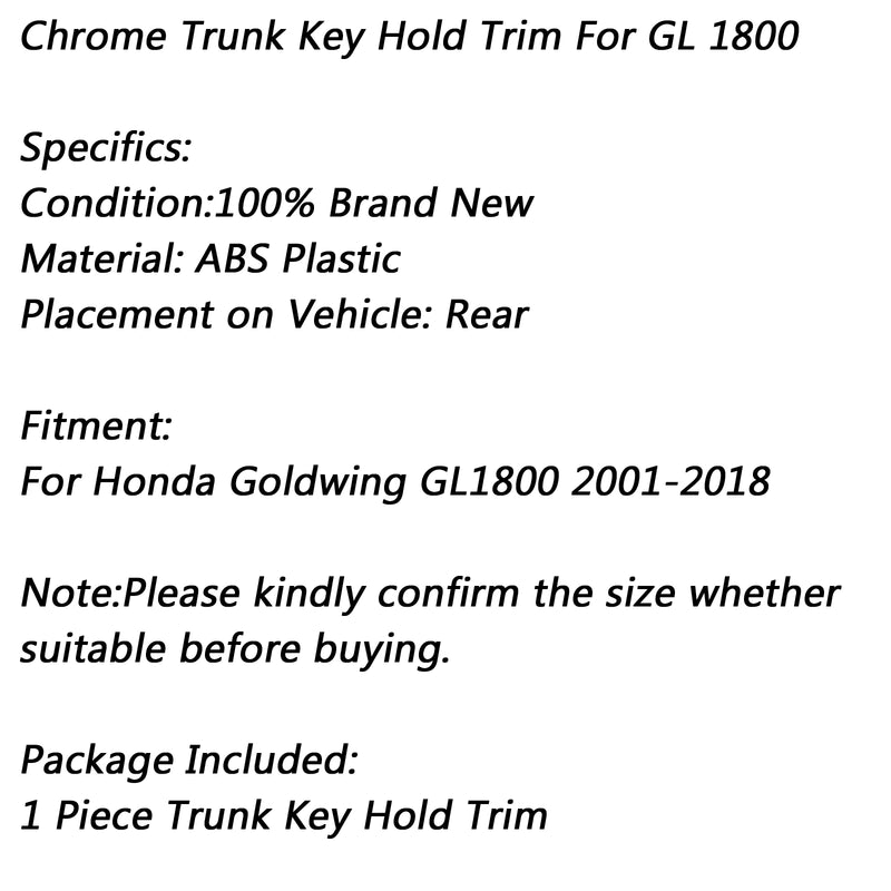 Motorcycle ABS Chrome Trunk Key Hold Trim For Honda 2001-2018 Goldwing GL1800 Generic