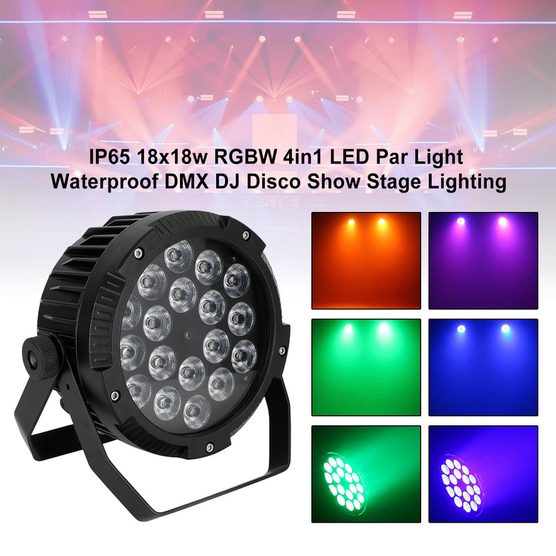 IP65 18x18w RGBW 4in1 LED Par Light Waterproof DMX DJ Disco Show Stage Lighting
