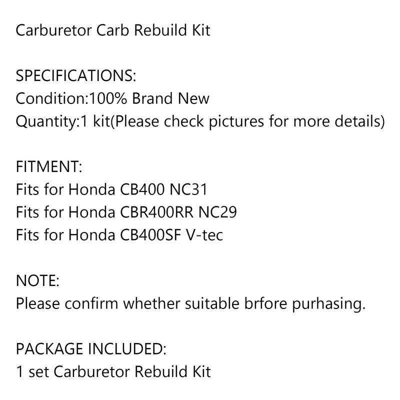 4X Vergaser Reparatur Satz für Honda CB400 NC31 CBR400RR NC29 CB400SF V-tec Generic