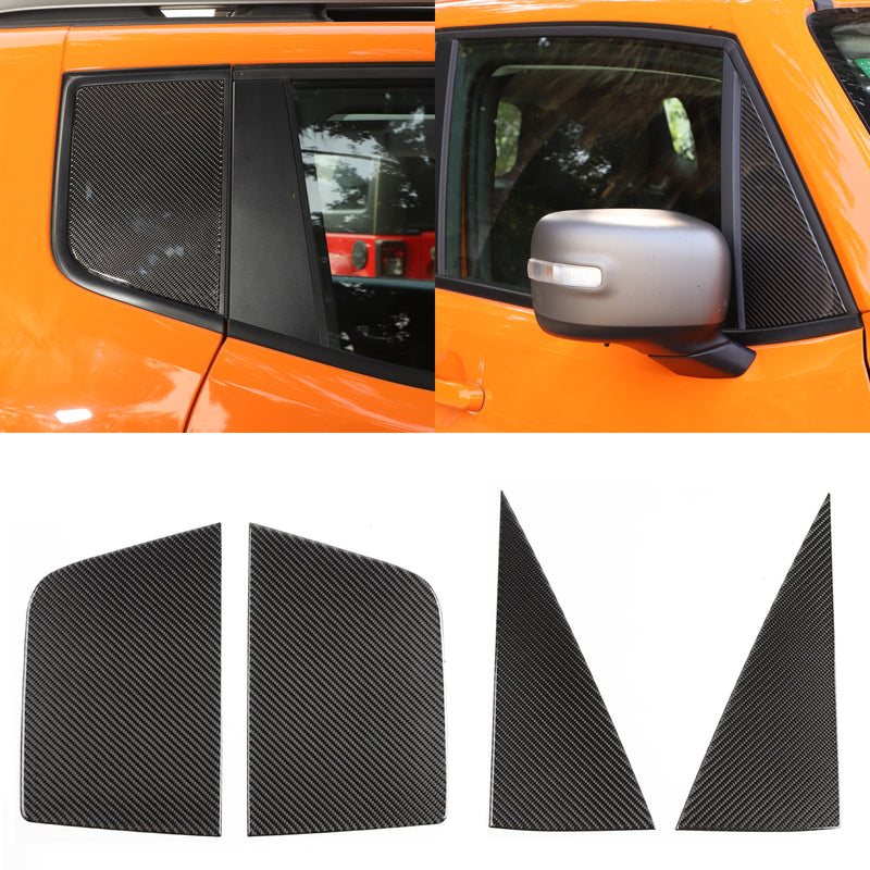 Carbon Front+Rear Triangular Window Glass Plate Trim For Renegade 2016-2019