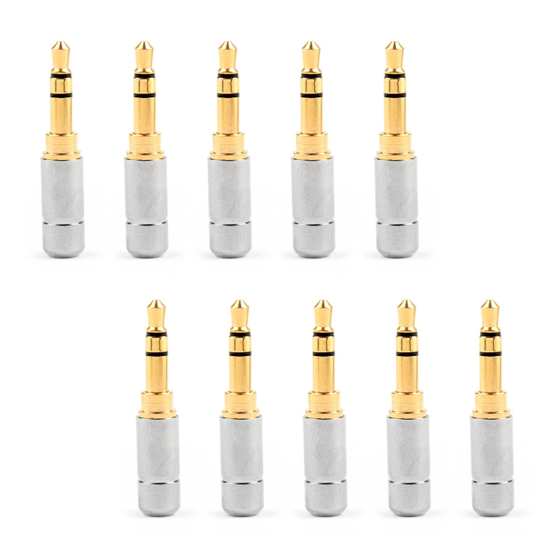 10Pcs Mini 3.5mm Stereo Jack Plug Audio HiFi Gold-Plated For Repair Headphone