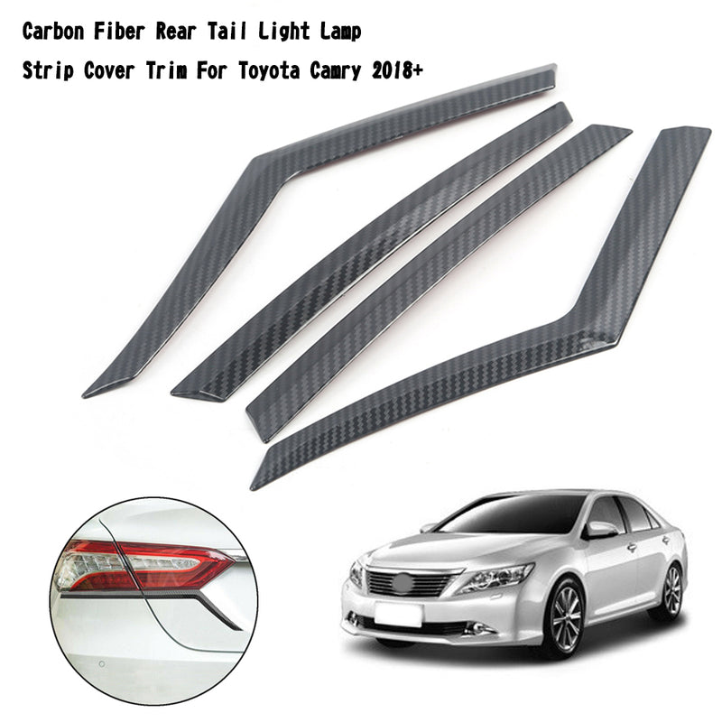 Carbon Fiber Rear Tail Light Lamp Strip Cover Trim For Toyota Camry 2018+ Generic