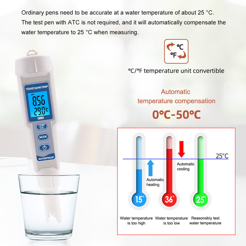 4In1 PH/TDS/EC/Temperature Meter Digital Water Quality Monitor Tester Test Tool