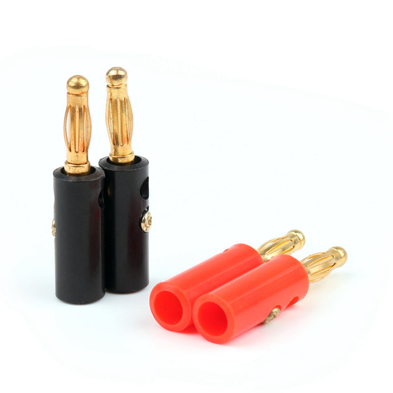 20 Pcs High Quality 4mm Banana Plug Gold Plated Red Black Lenth 40mm