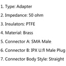 10Pcs SMA Male to IPX U.fl Male Plug Straight RF Adapter Connector