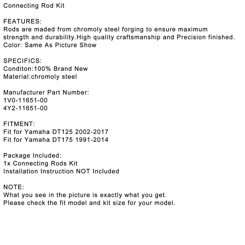 Connecting Rod Kit fit for Yamaha 1V0-11651-00 DT125 2002-2017 DT175 1991-2014 Generic