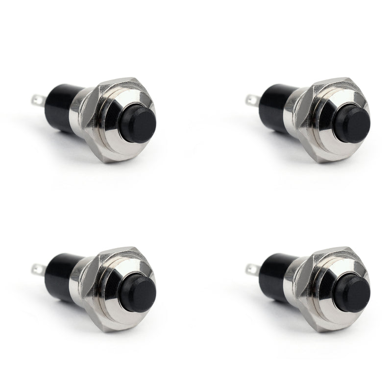 4Pcs New Mini Push Button SPST Momentary N/O OFF-ON Switch 10mm Black For Car