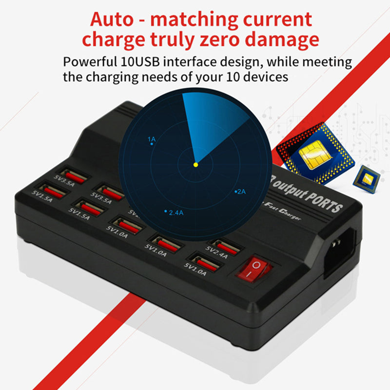 10 Port USB Desktop Charger 5V/12A Multi Hub Dock Fast Charging Station AU Plug