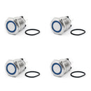 22mm 24V Ring LED Push Button Switch Stainless Steel For Car/Boat/DIY