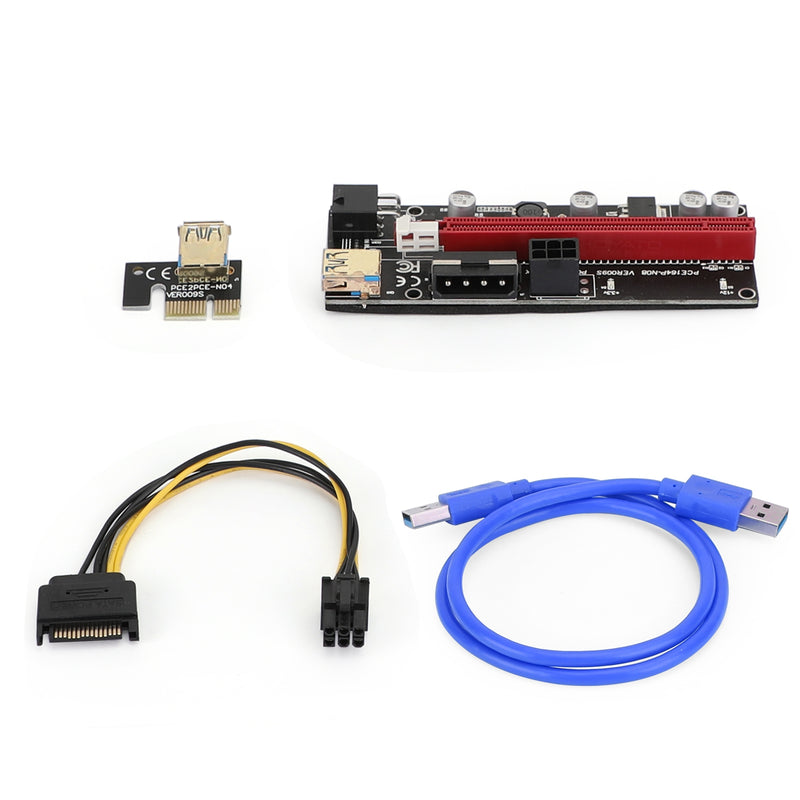 009S Plus PCI-E Riser Card PCI Express 1X to 16X Adapter USB 3.0 Data Cable