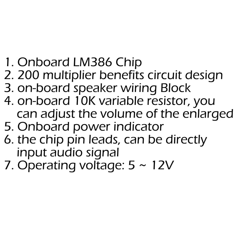 5x LM386 Audio Amplifier Module 200 Times 5V-12V Input 10K Adjustable Resistance