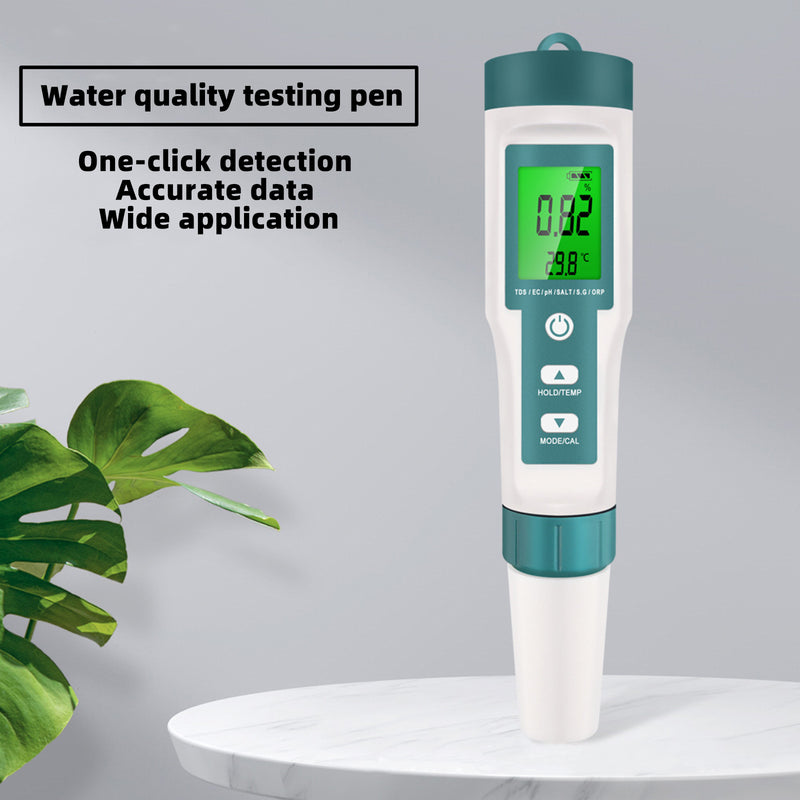 7 In 1 Backlight PH/TDS/EC/ORP/TEMP/SG/Salinity Water Quality Meter Tester