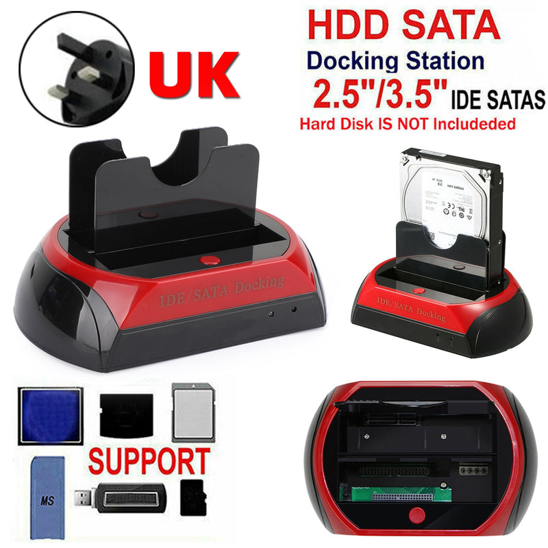 2.5" 3.5" USB 2.0 to IDE/SATA Reader External Hard Drive Dock Station UK Plug