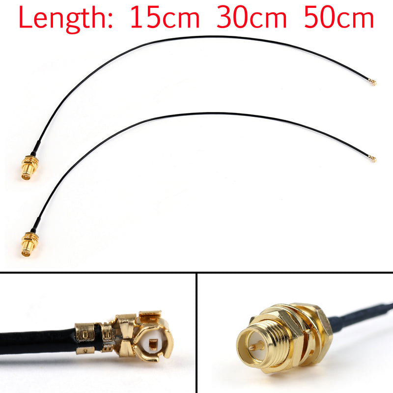 2x 1.37 U.FL/ IPX Mini PCI to RP-SMA Pigtail Antenna WiFi Cable 20In 50cm