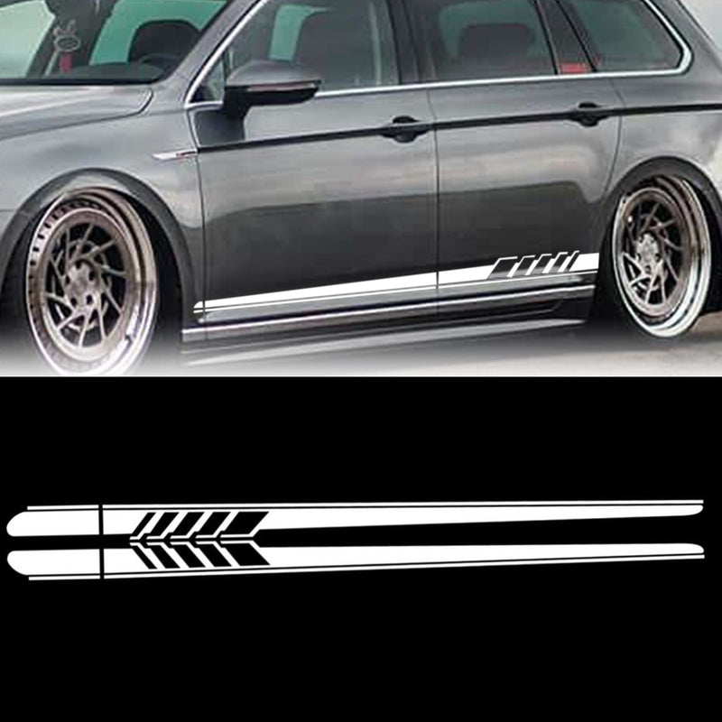 2pcs Side Skirt Stripes Decal Sticker for Mercedes Benz W205 C Class AMG White