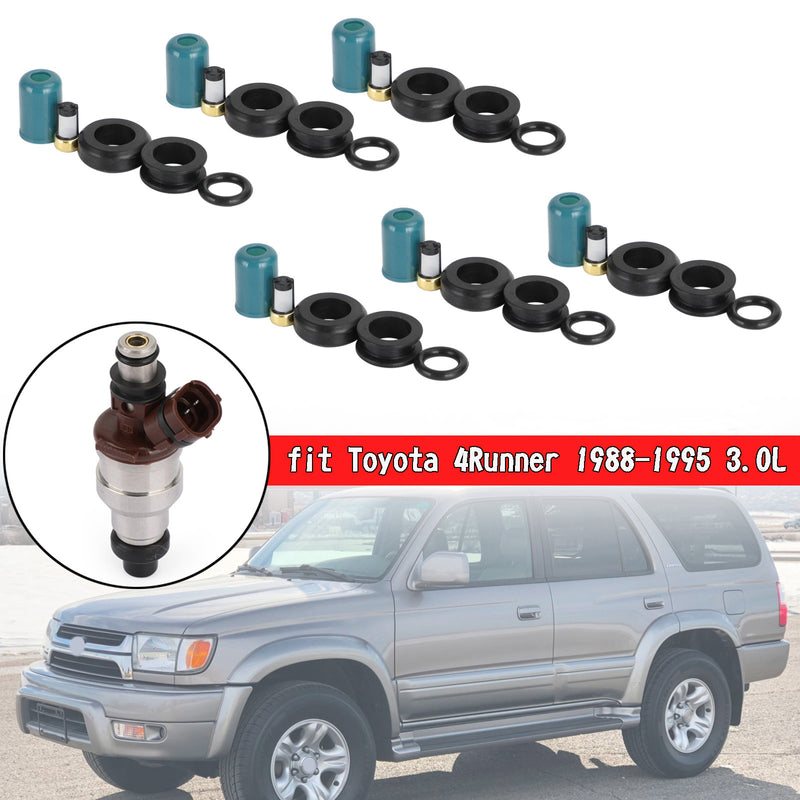 6PCS Fuel Injectors Repair Seal Rebuild Kit fit Toyota 3VZE 1988-1995 3.0L Generic