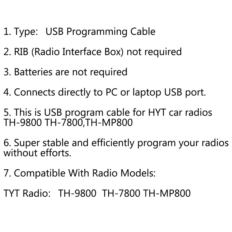 USB Programming Cable For TYT TH-9800 Car Mobile Two Way Radio With CD SoftWare