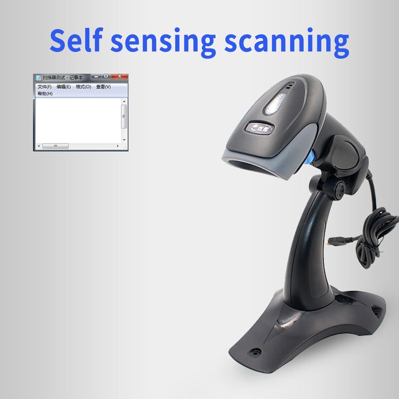 2 In1 2D+1D Portable Handheld Gun Auto USB Laser Scanner Bar Code Reader w Stand